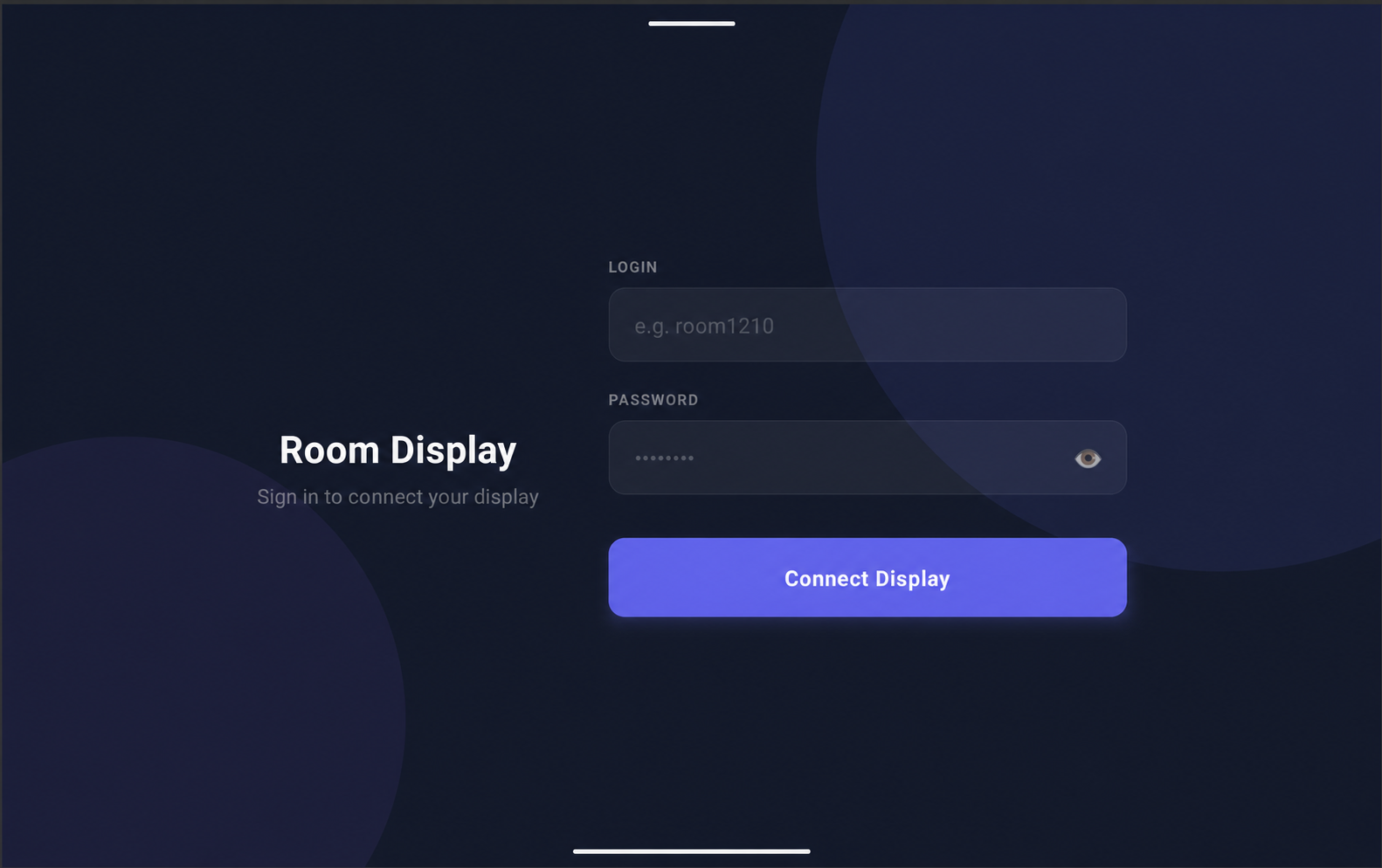 Room display connection screen